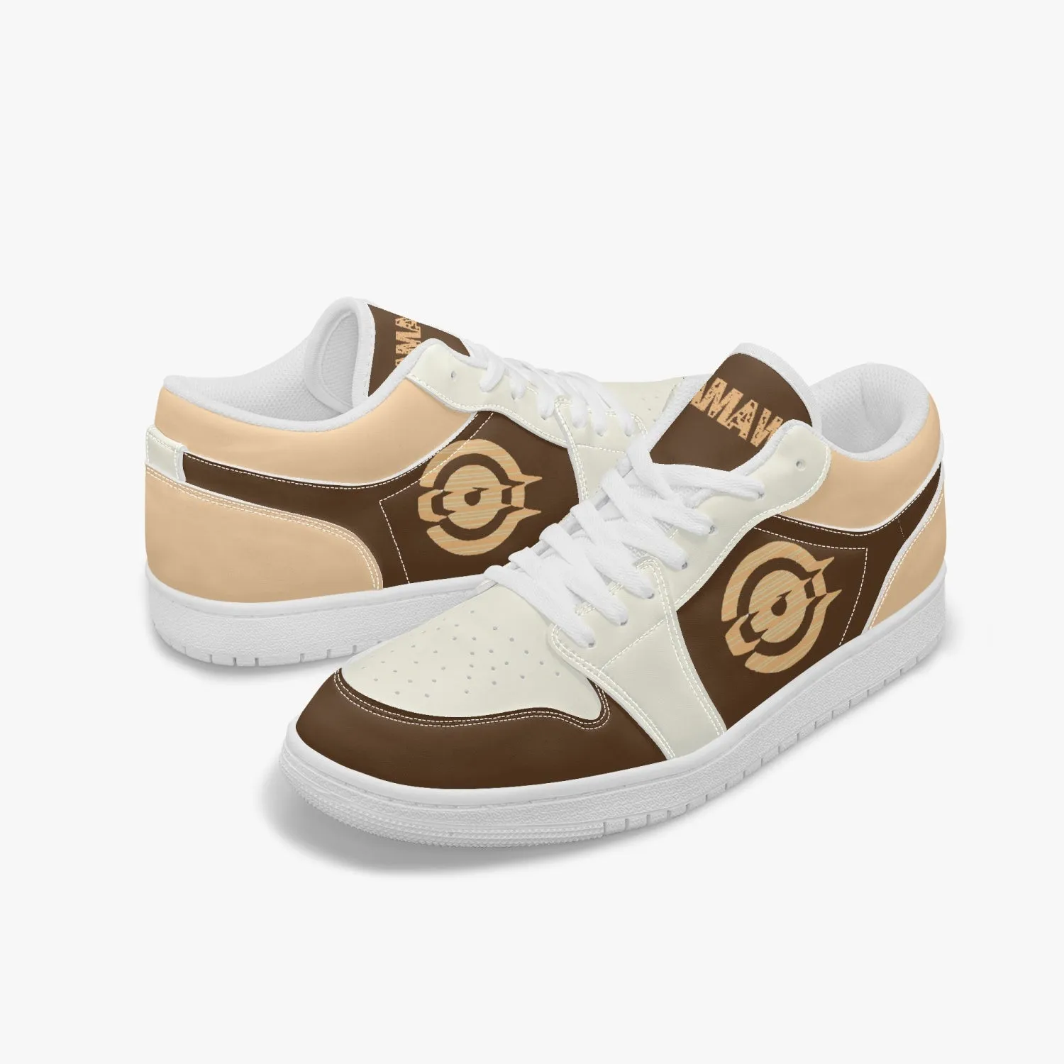 Low-Top AJ1 Leather Sneakers Brown/Beige