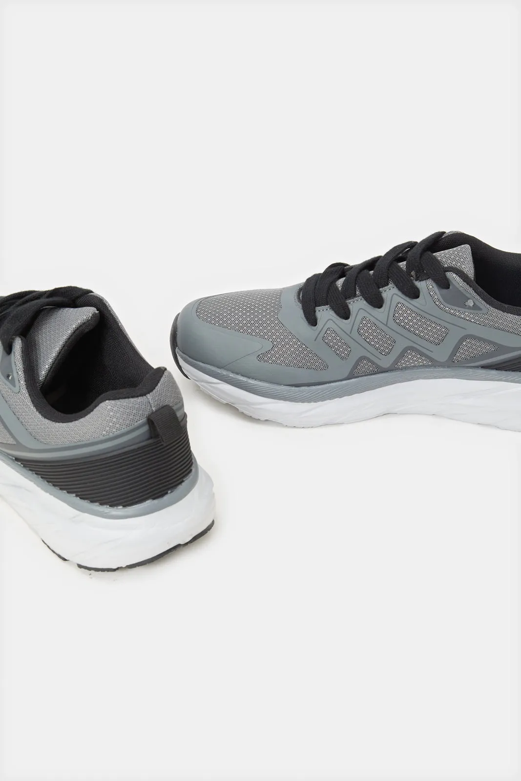 Men Charcoal Material Block Sneakers