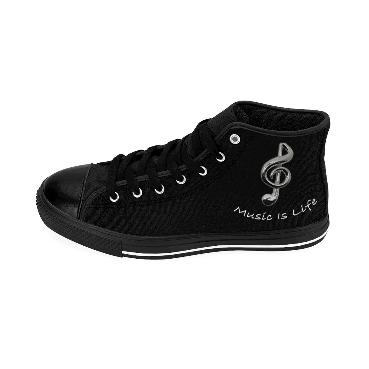 Men's Black Music Is Life High-top Sneakers