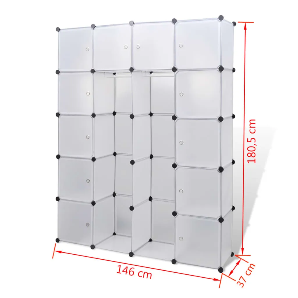 Modular Cabinet 14 Compartments White 37x146x180.5 cm