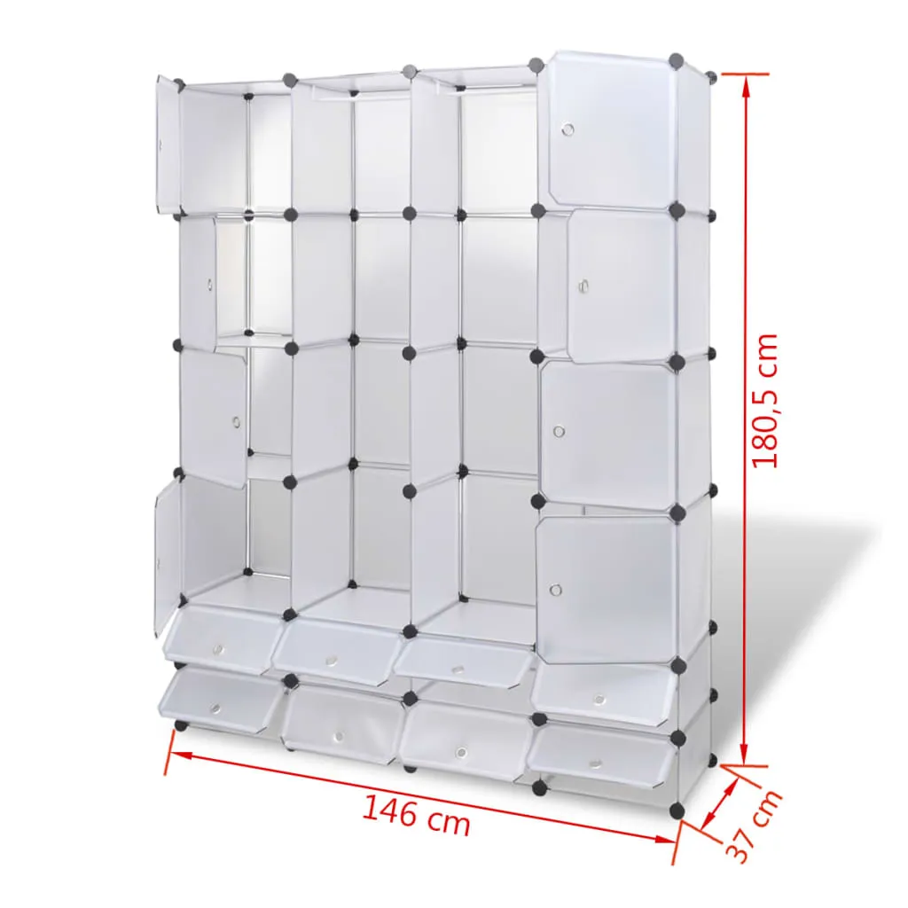 Modular Cabinet 18 Compartments White 37x146x180.5 cm