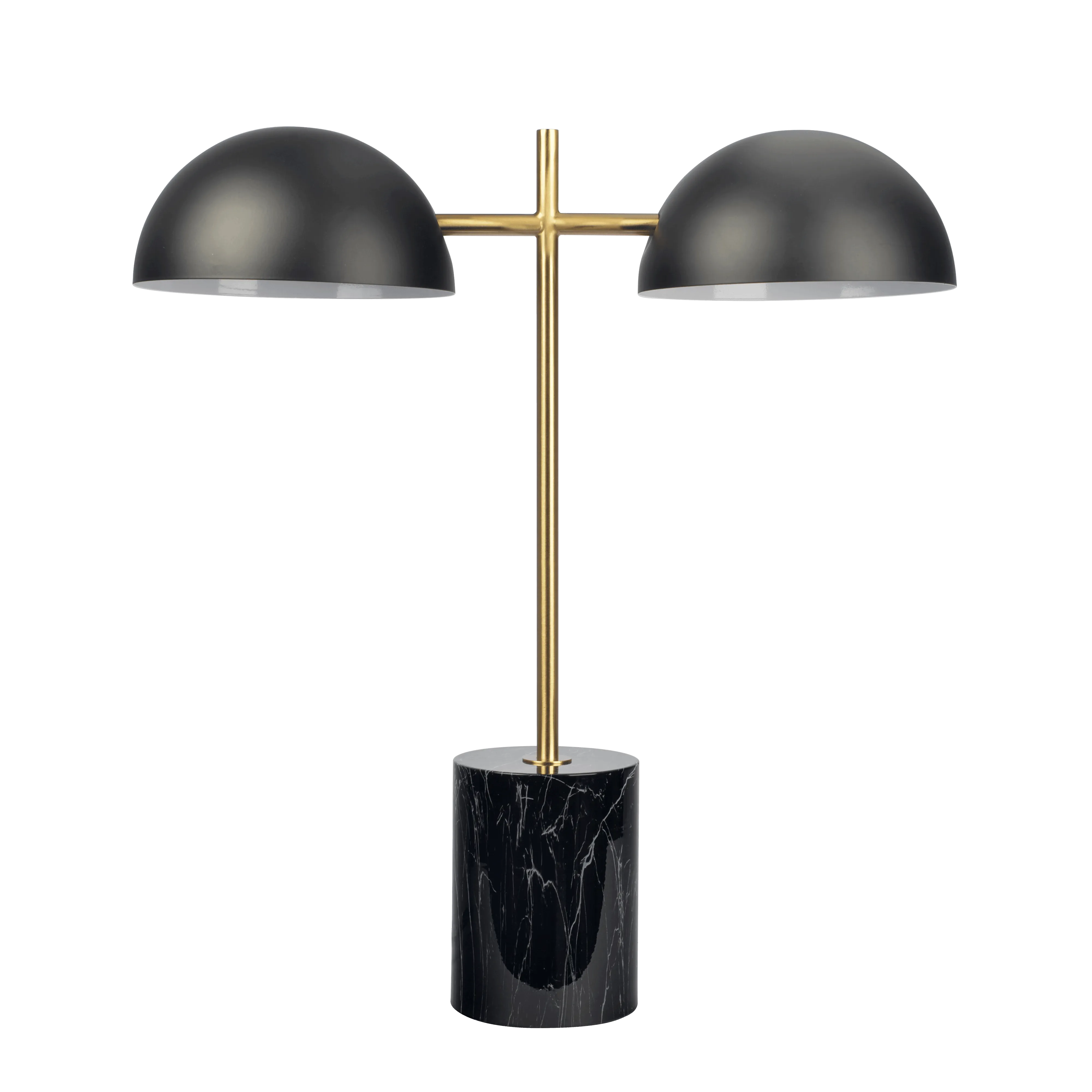 Nova Hydro Black Table Lamp with On/Off Switch Double Lamp with Faux Marble Base