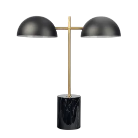 Nova Hydro Black Table Lamp with On/Off Switch Double Lamp with Faux Marble Base