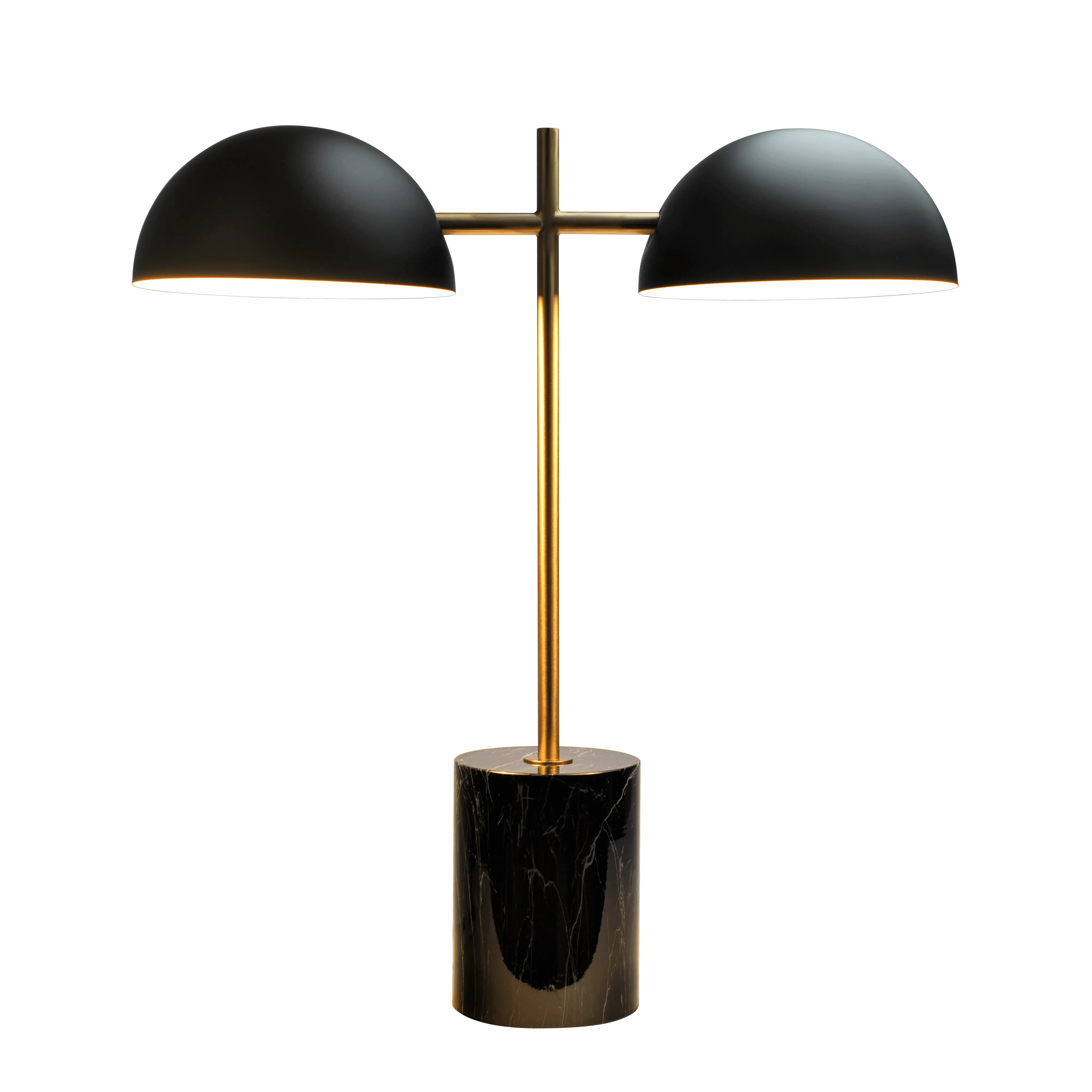 Nova Hydro Black Table Lamp with On/Off Switch Double Lamp with Faux Marble Base