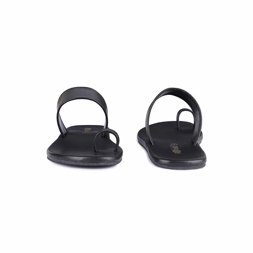 Paaduks Vaana Toe-Ring Vegan Leather Slides for Men (Black)