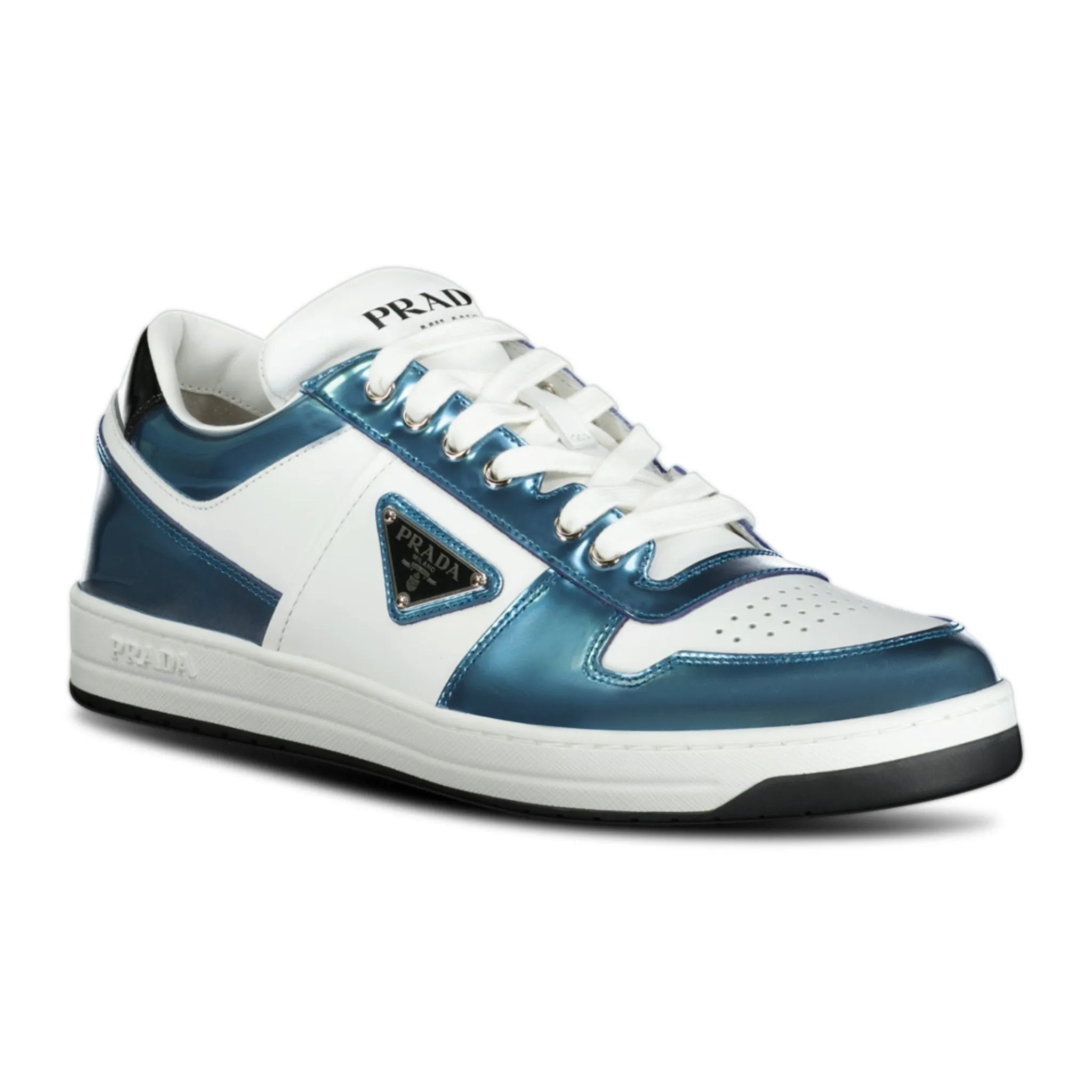 Prada Downtown Patent Sneakers Blue