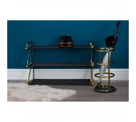 Premium Black and Gold 3 Tier Shoe Rack