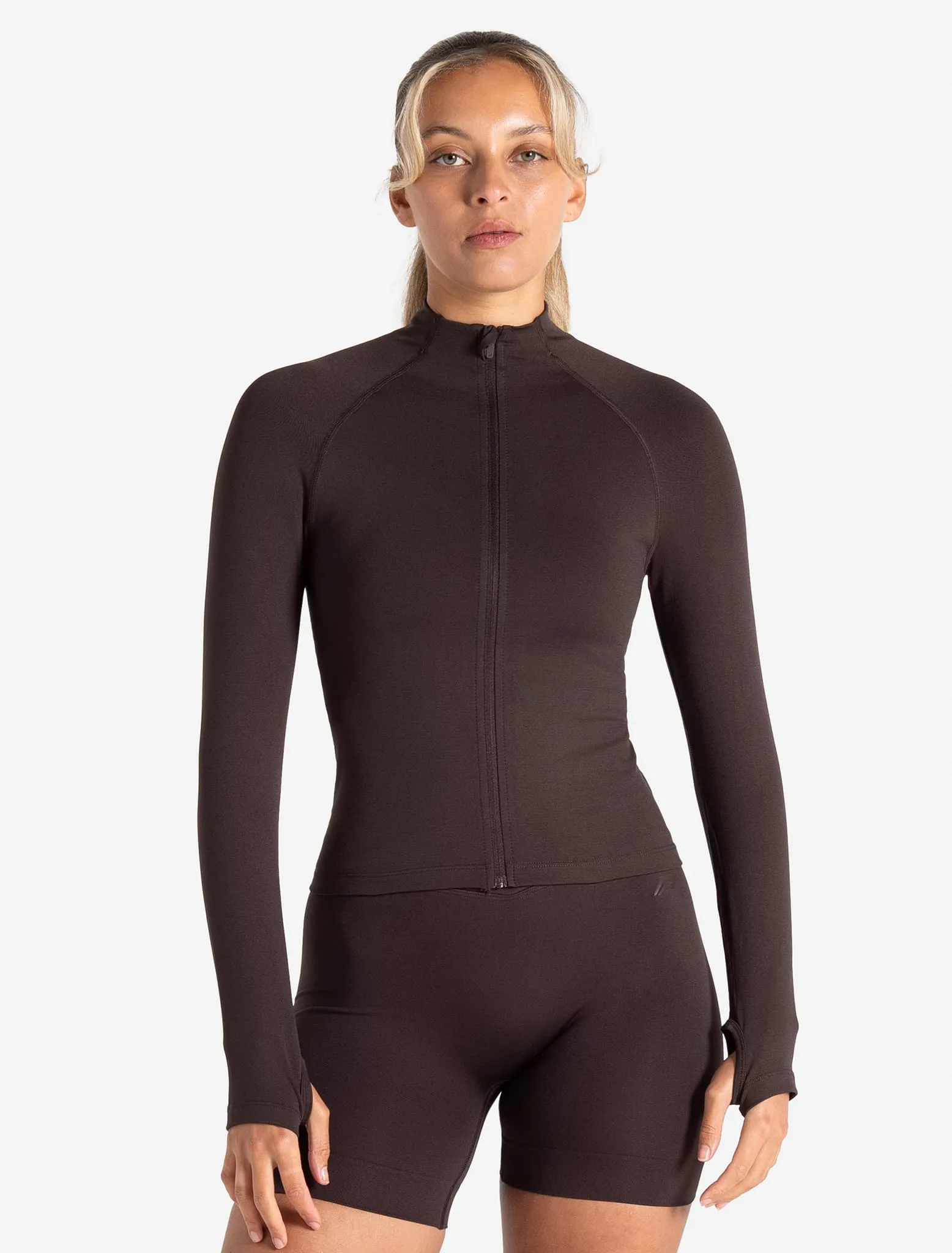 Sculpt Seamless Zip Jacket - Espresso