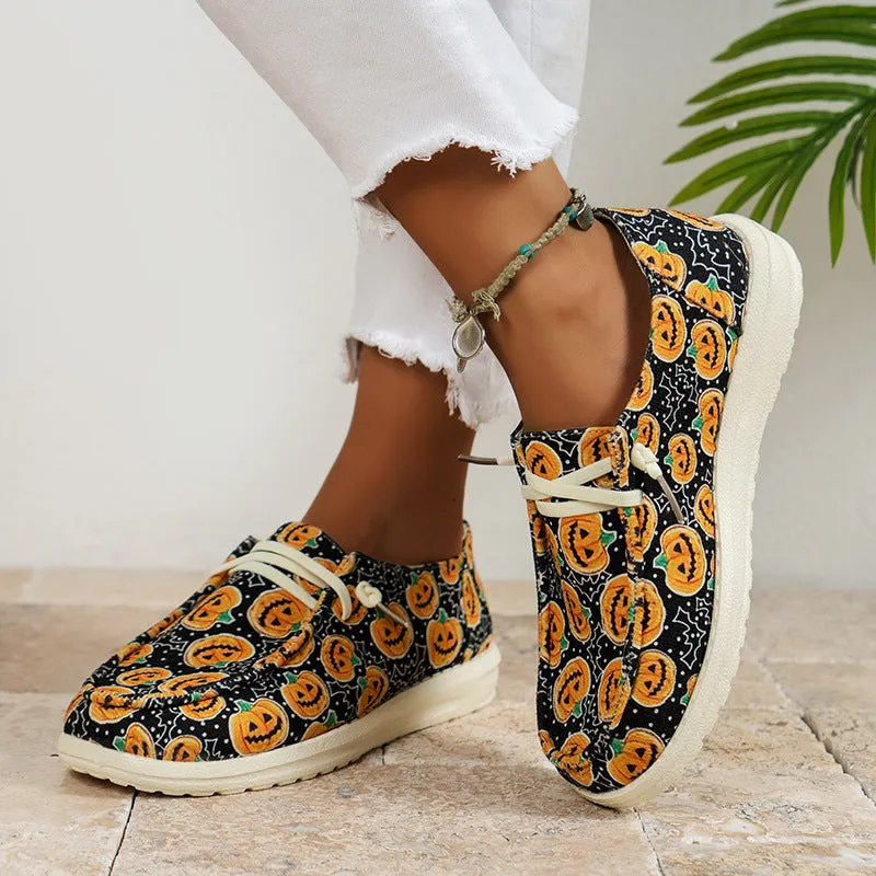 sealbeer - Black Casual Patchwork Printing Round Comfortable Shoes