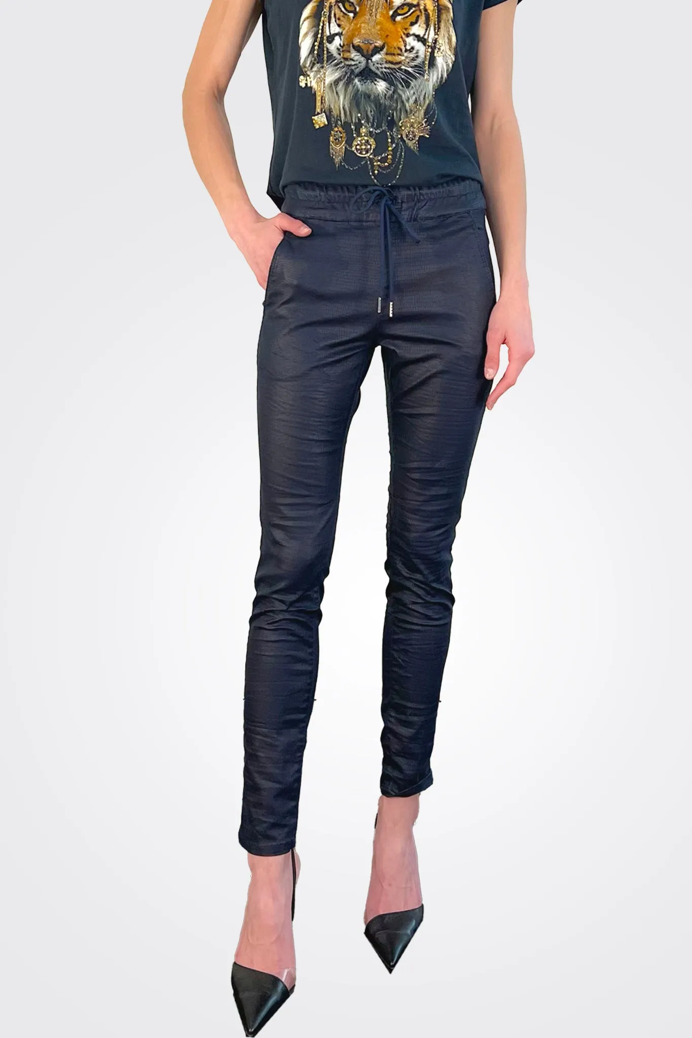 Shely Pants - Navy Snake