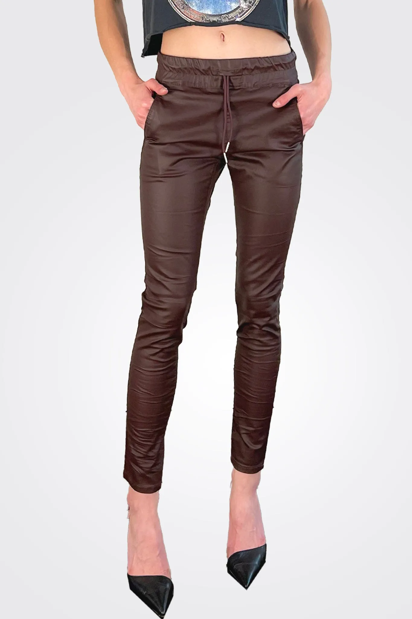 Shely Pants - Plum Burgundy Leather