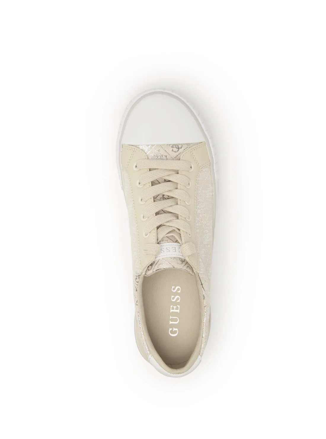 Silver Beige Nortin Logo Low Top Sneakers