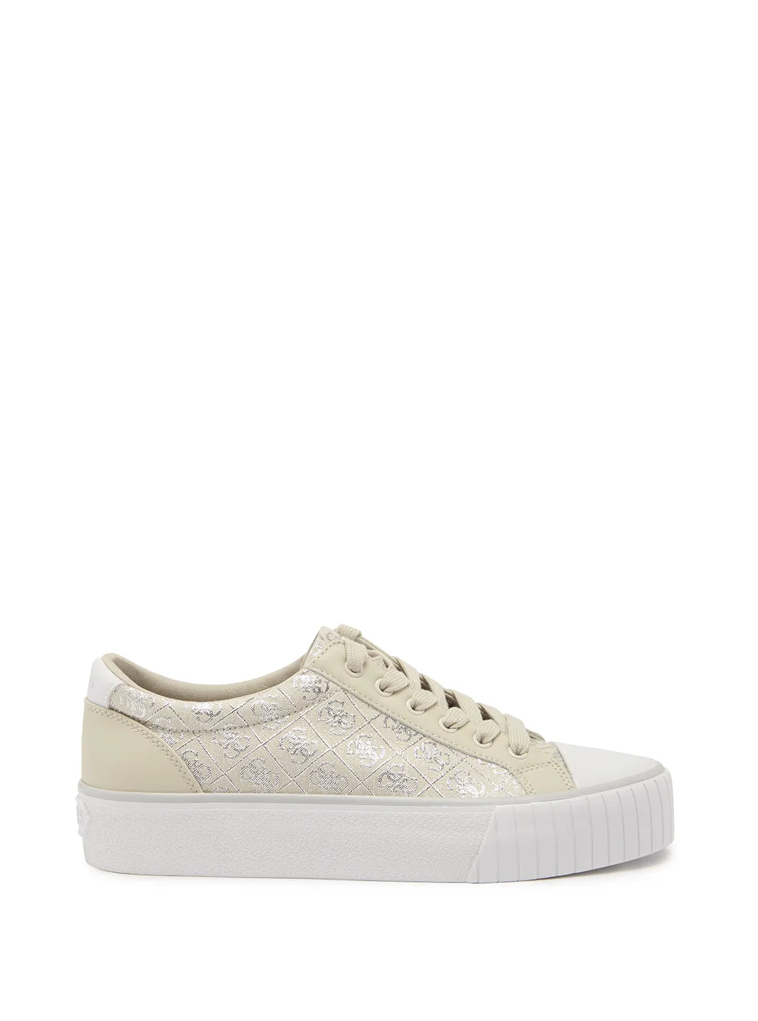 Silver Beige Nortin Logo Low Top Sneakers