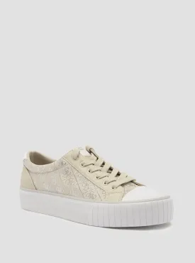 Silver Beige Nortin Logo Low Top Sneakers