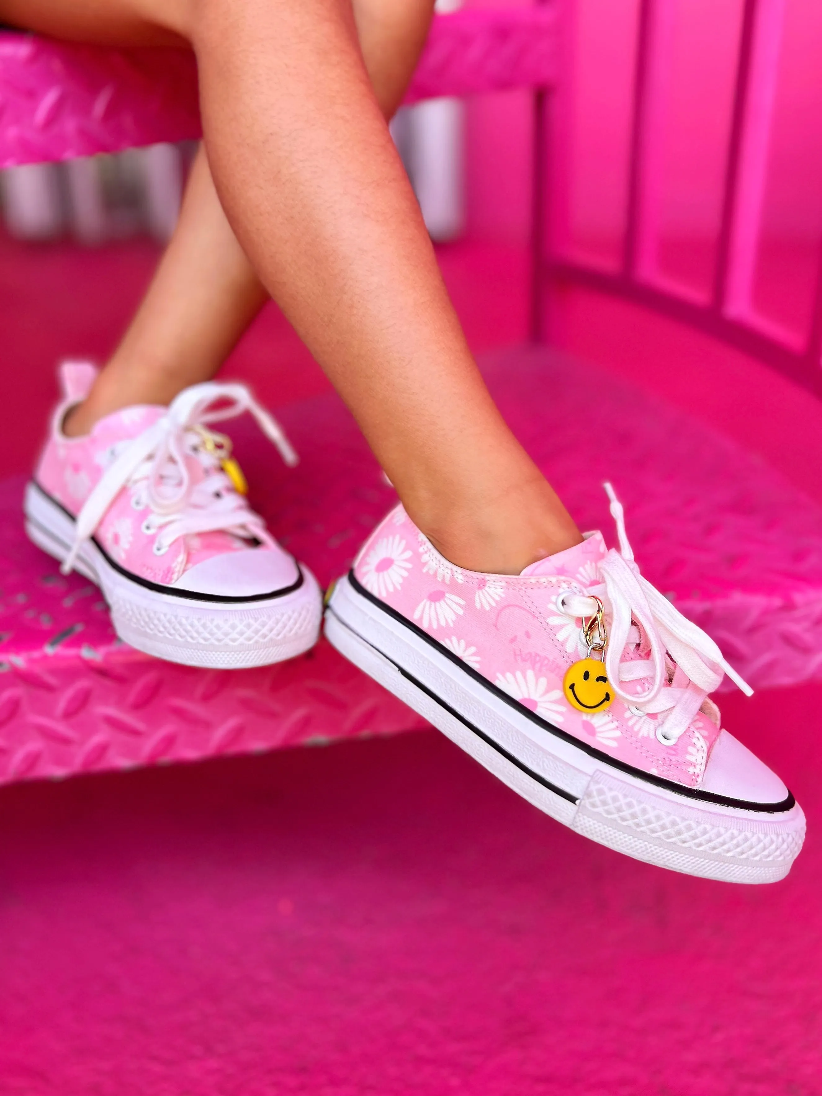 SmileyWorld  Flower Power Pink Canvas Sneakers