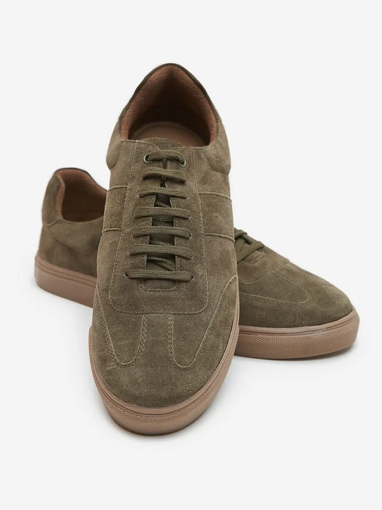 SOLEPLAY Olive Suede-Finish Lace-Up Sneakers