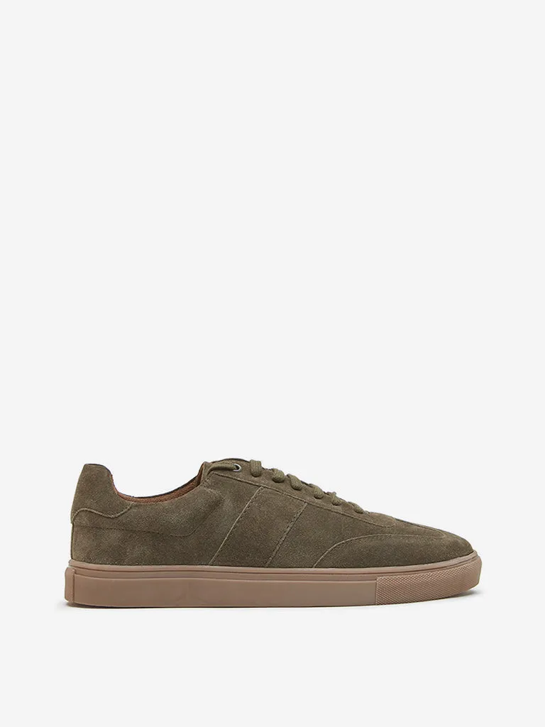 SOLEPLAY Olive Suede-Finish Lace-Up Sneakers