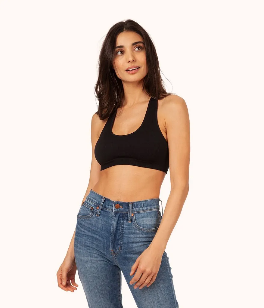 The Seamless Racerback Bralette Trio: Jet Black/Toasted Almond/Sky Blue