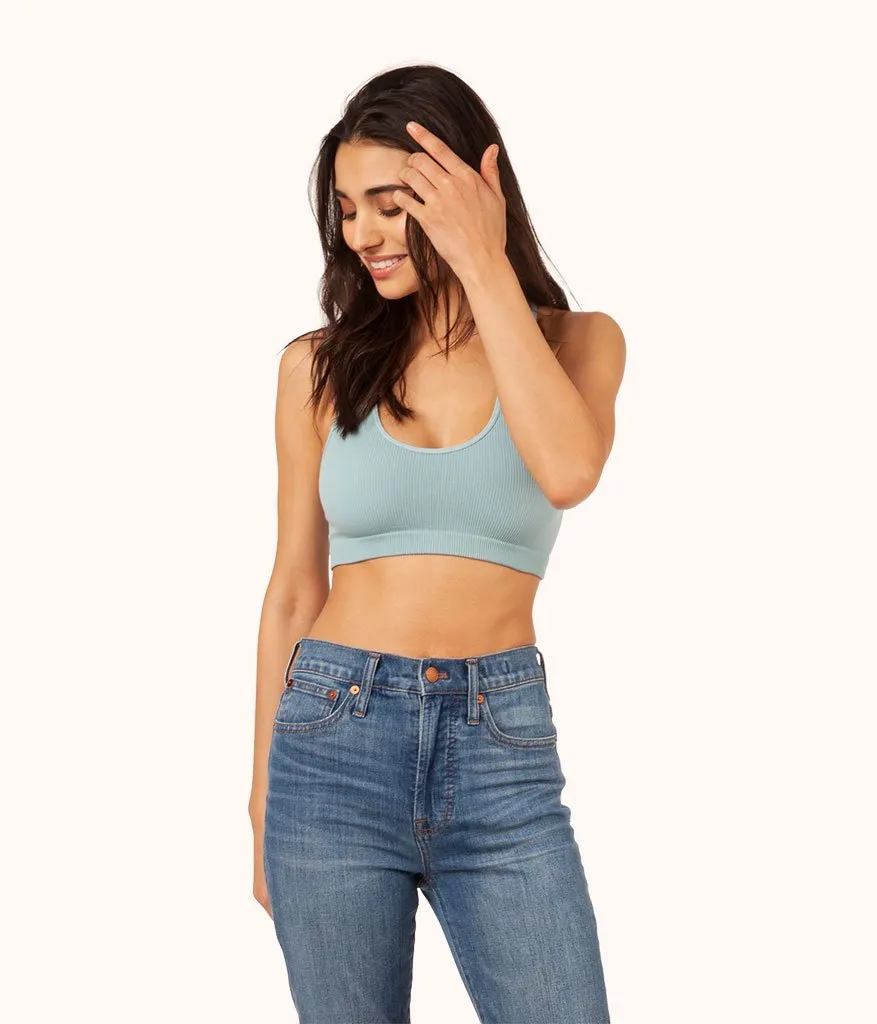 The Seamless Racerback Bralette Trio: Terracotta/Harbor Green/Sky Blue