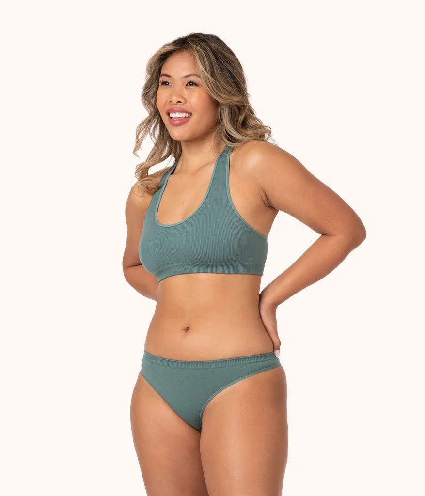 The Seamless Racerback Bralette Trio: Terracotta/Harbor Green/Sky Blue