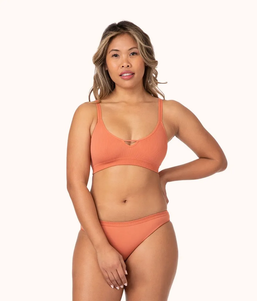 The Skinny-Strap Seamless Bralette Bundle: Terracotta/Harbor Green