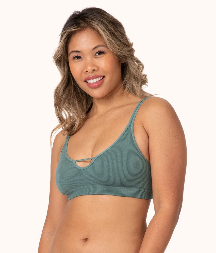 The Skinny-Strap Seamless Bralette: Harbor Green