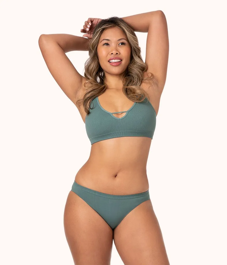 The Skinny-Strap Seamless Bralette: Harbor Green