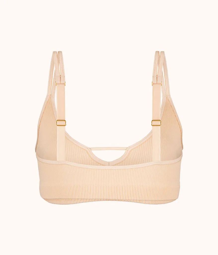 The Skinny-Strap Seamless Bralette: Toasted Almond