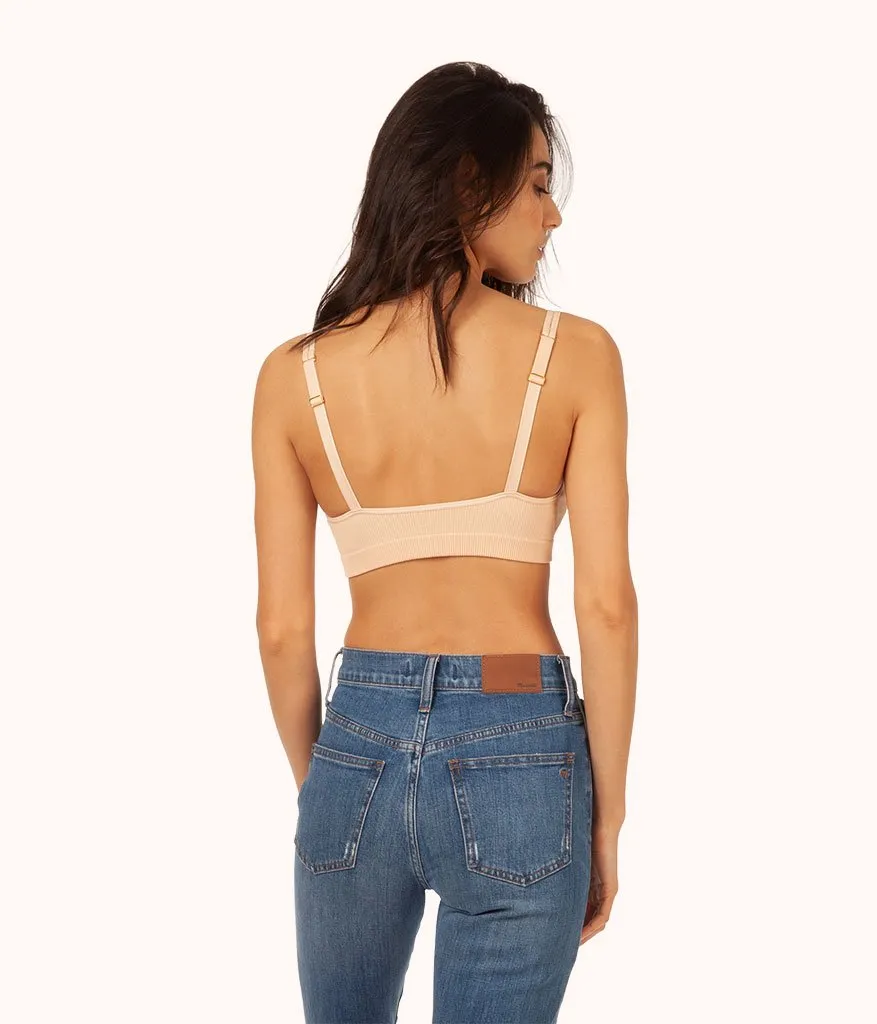 The Skinny-Strap Seamless Bralette: Toasted Almond