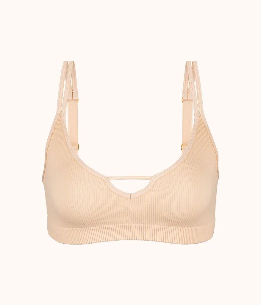 The Skinny-Strap Seamless Bralette: Toasted Almond