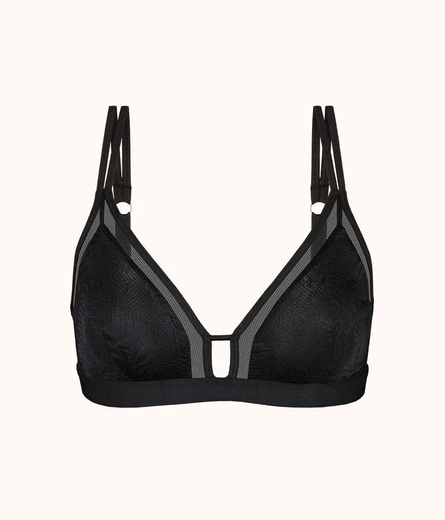 The Smooth Lace Bralette: Jet Black