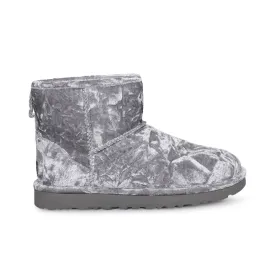 UGG Classic Mini Crushed Velvet Silver Boots