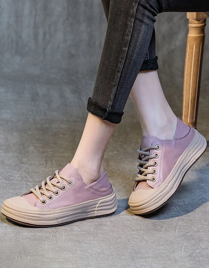 Versatile Casual Leather Sneakers for Women