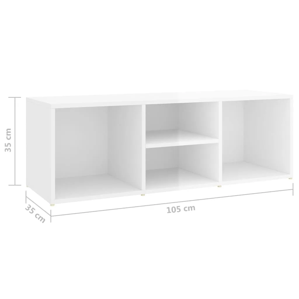 vidaXL Shoe Storage Bench High Gloss White 105x35x35 cm Engineered Wood