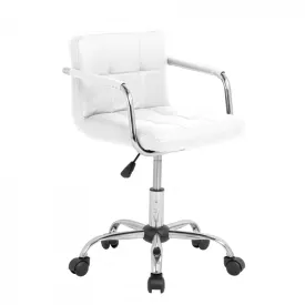 White Cushioned Faux Leather Office Chair with Chrome Legs