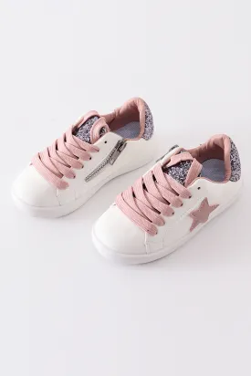 White pink star glitter sneaker (toddler to big kids)