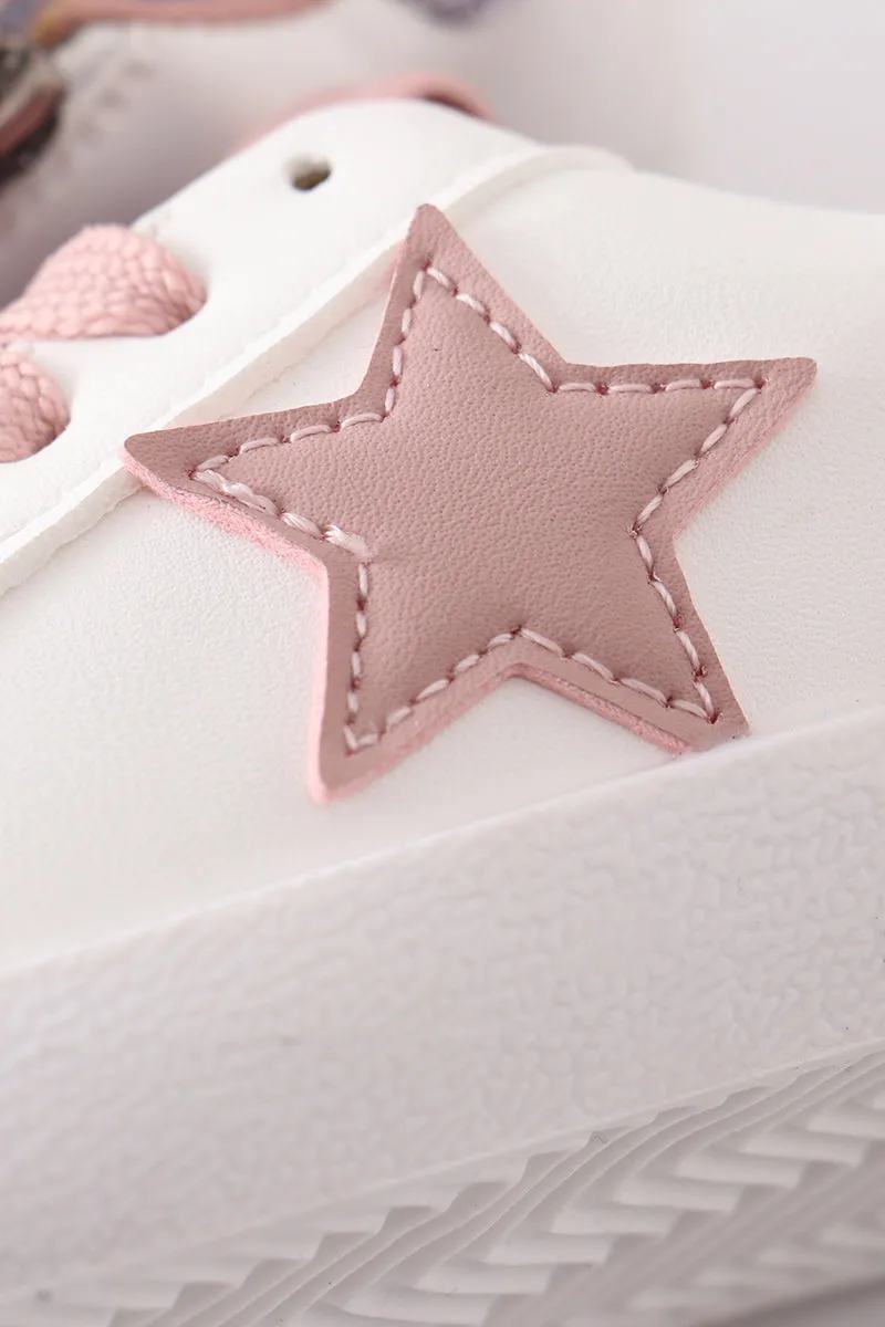 White pink star glitter sneaker (toddler to big kids)