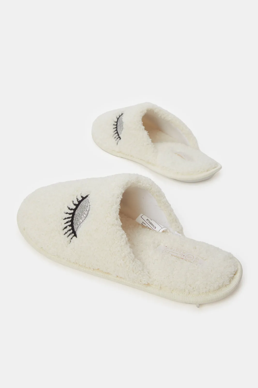 Women Ivory Eyelash Slipper