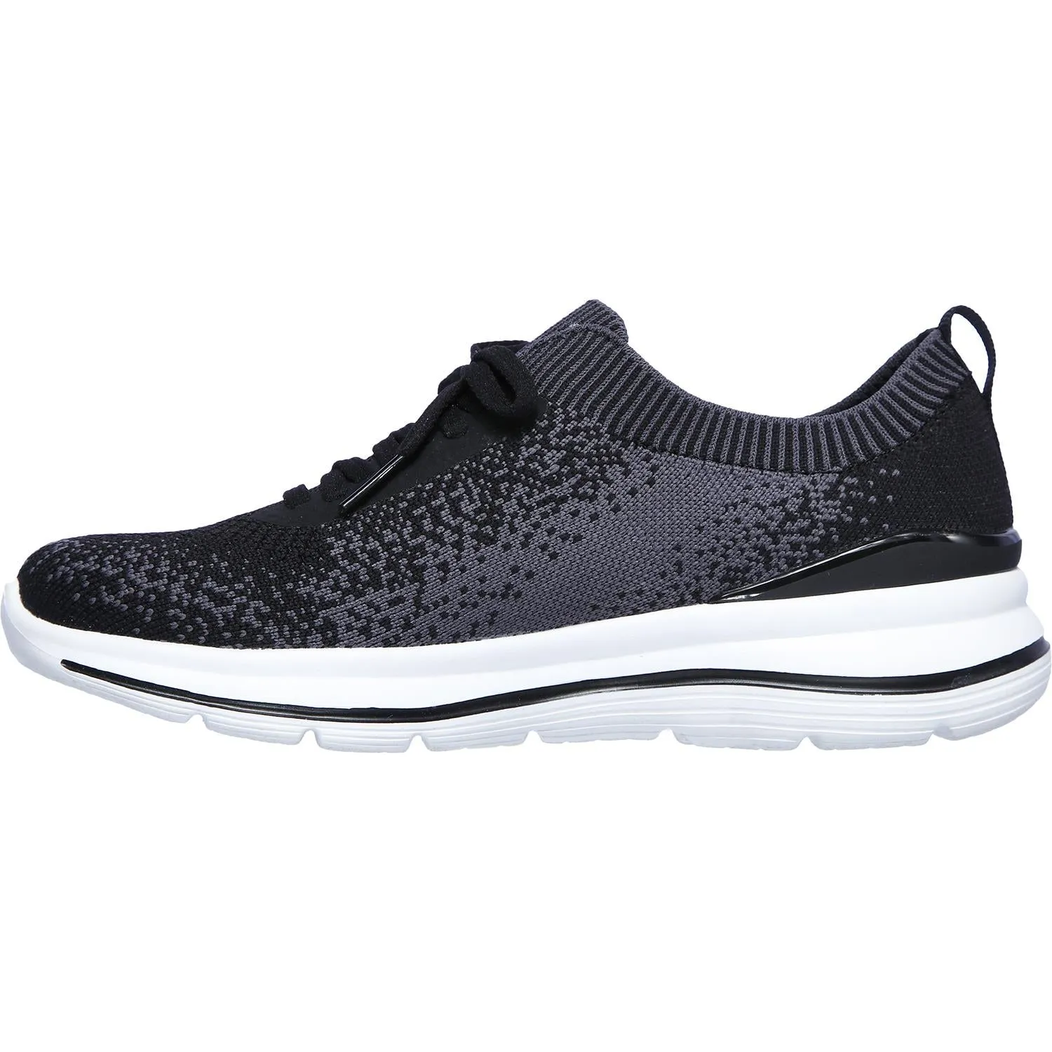 Women's Skechers GOwalk Stretch Fit Black/White Knit Fabric Mesh